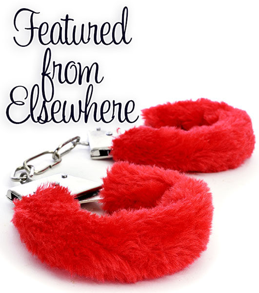 a pair of fuzzy red handcuffs, the featured from elsewhere category image