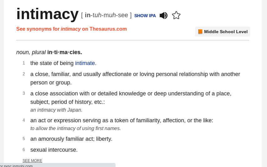intimate definition of intimacy from dictionary.com